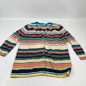 Liz Claiborne Top 3/4 Sleeve V-Neck Striped  Women's Size Med